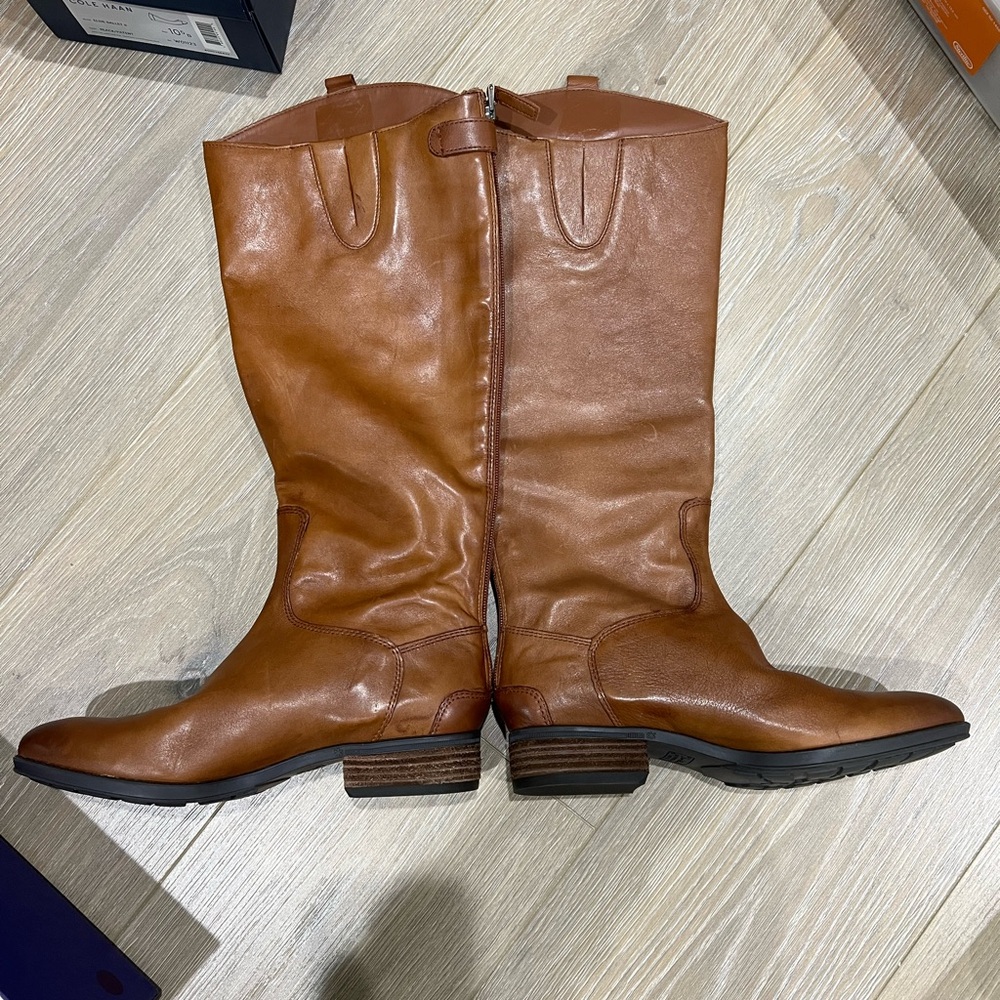 Brown Leather Knee-High Boots